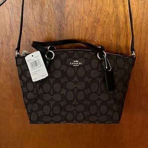 BNWT Coach Signature Mini Kelsey Crossbody Satchel Black and Gray